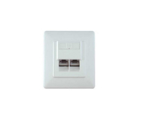 Socket Screened GE Style Data Wall Outlet 2x RJ45 (H) - Flush Mount