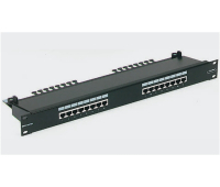 Brand-Rex patch panel, 16 ports, cat.5e, shielded, 1U 110 IDC, black
