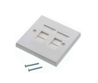 Panel 86mm x 86mm Single Gang Faceplate with Integrated Shutter 2 x RJ45 White