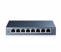 Комутатор TP-Link TL-SG108, 8-port Gbit, QoS, IGMP snooping, настолен, метален